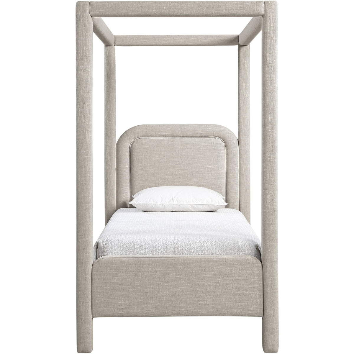 Salina Beige Linen Textured Fabric Upholstered Bed
