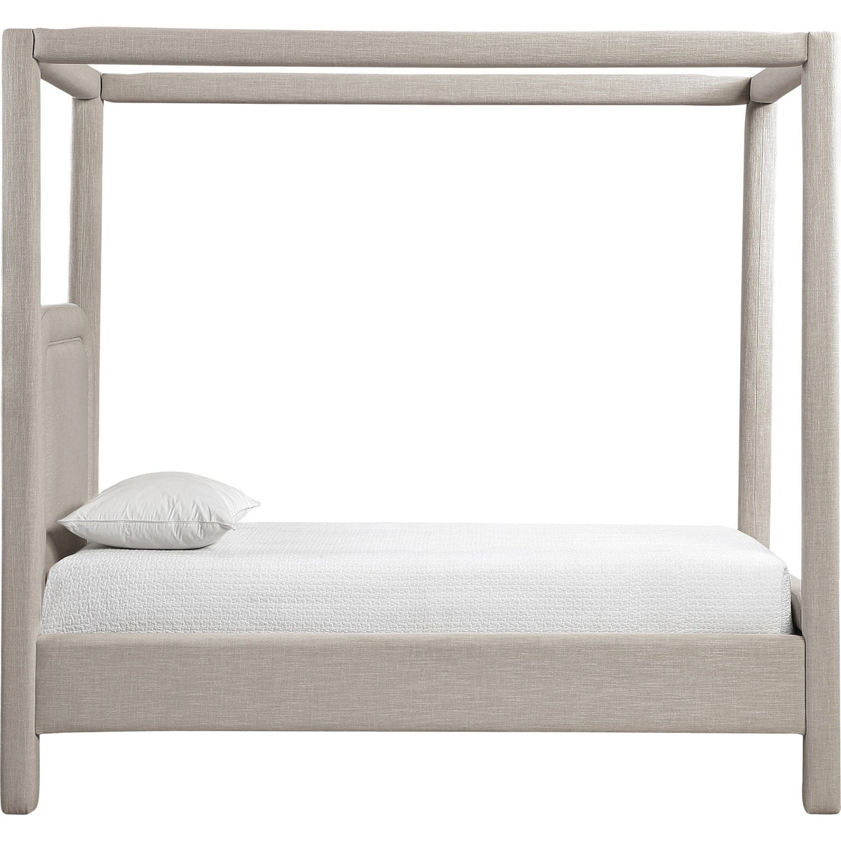 Salina Beige Linen Textured Fabric Upholstered Bed