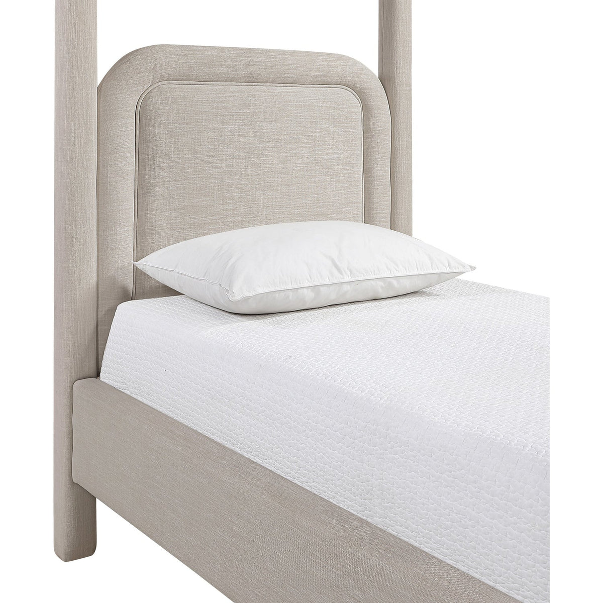 Salina Beige Linen Textured Fabric Upholstered Bed
