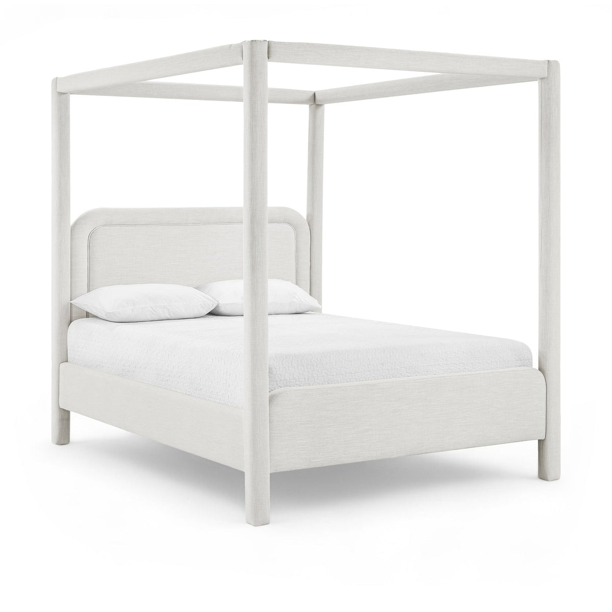 Salina Cream Linen Textured Fabric Upholstered Bed