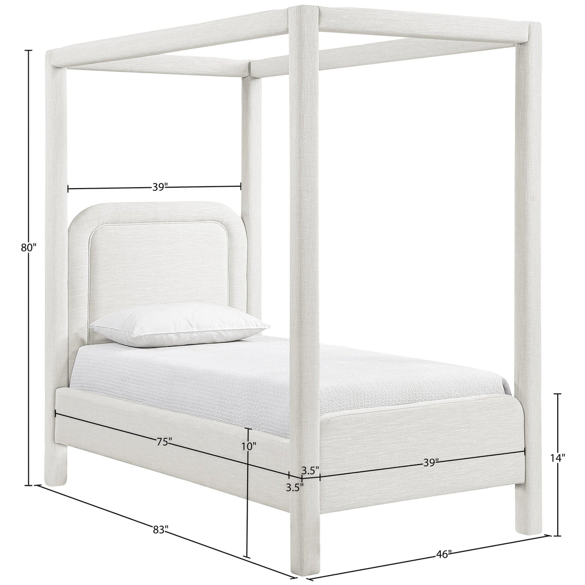 Salina Cream Linen Textured Fabric Upholstered Bed