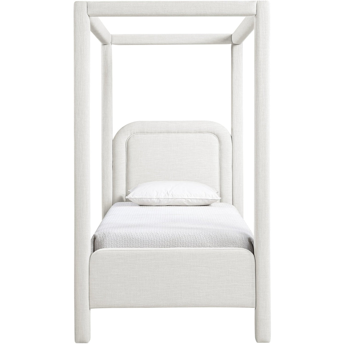 Salina Cream Linen Textured Fabric Upholstered Bed
