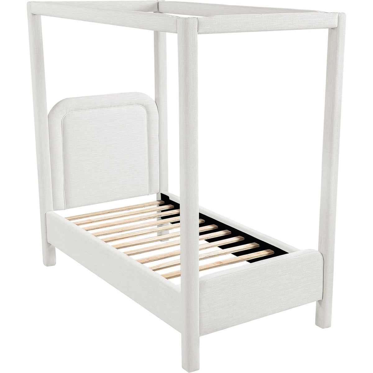 Salina Cream Linen Textured Fabric Upholstered Bed