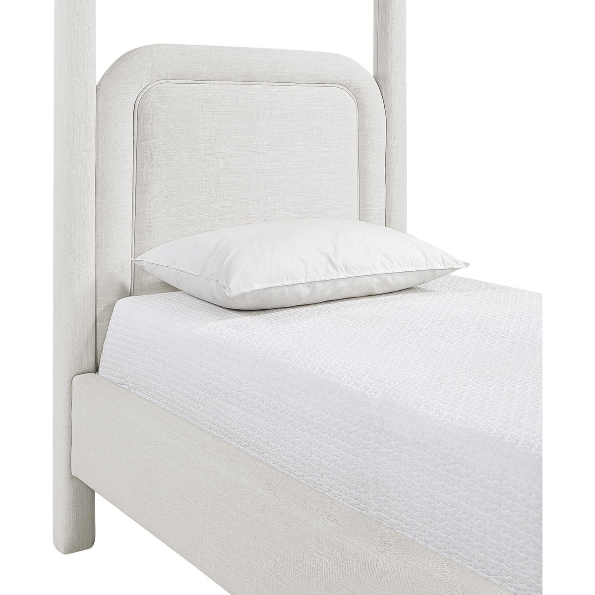 Salina Cream Linen Textured Fabric Upholstered Bed