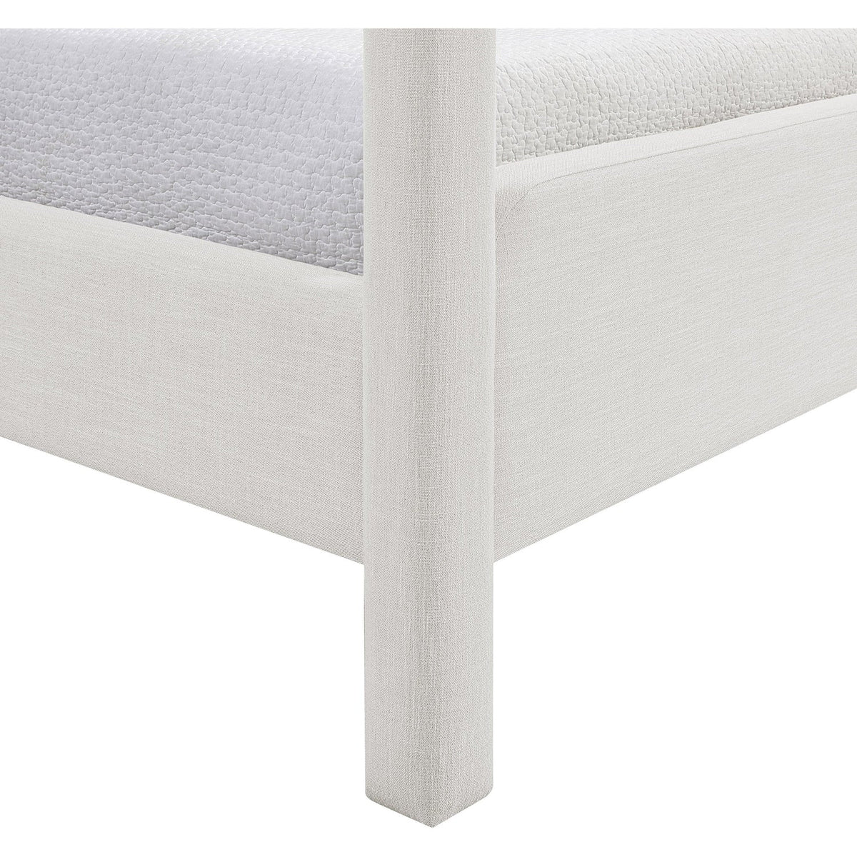 Salina Cream Linen Textured Fabric Upholstered Bed