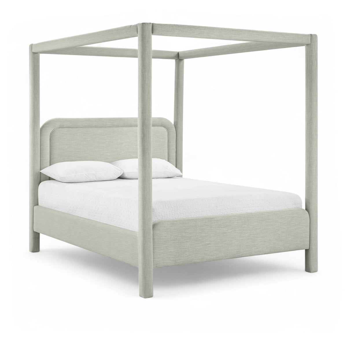 Salina Grey Linen Textured Fabric Upholstered Bed