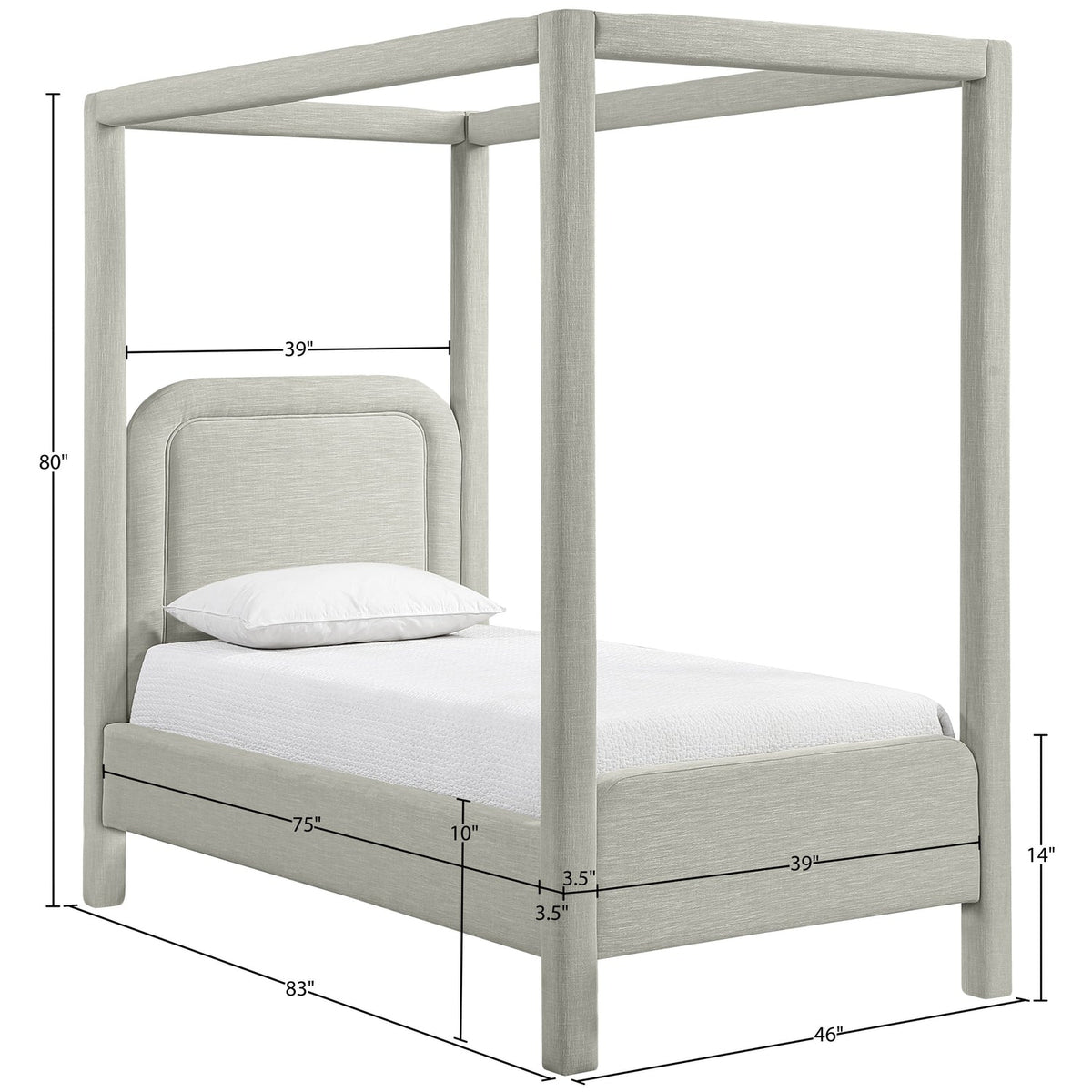 Salina Grey Linen Textured Fabric Upholstered Bed