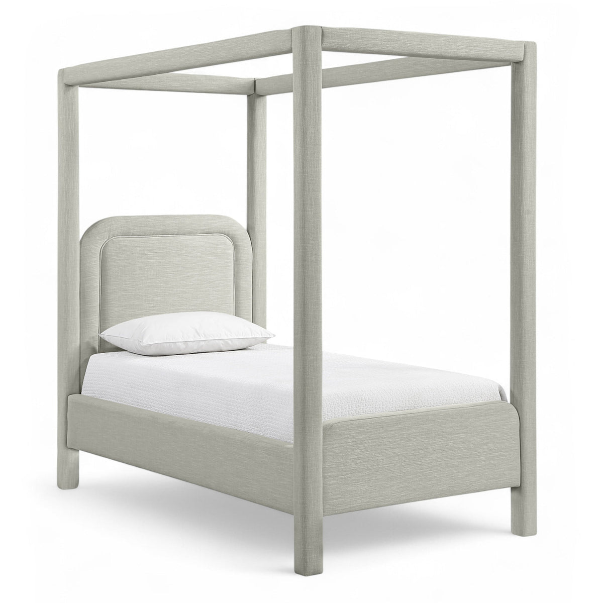Salina Grey Linen Textured Fabric Upholstered Bed in grey linen-textured fabric, primary product view