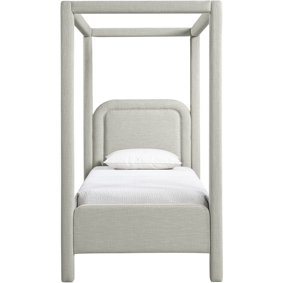 Salina Grey Linen Textured Fabric Upholstered Bed