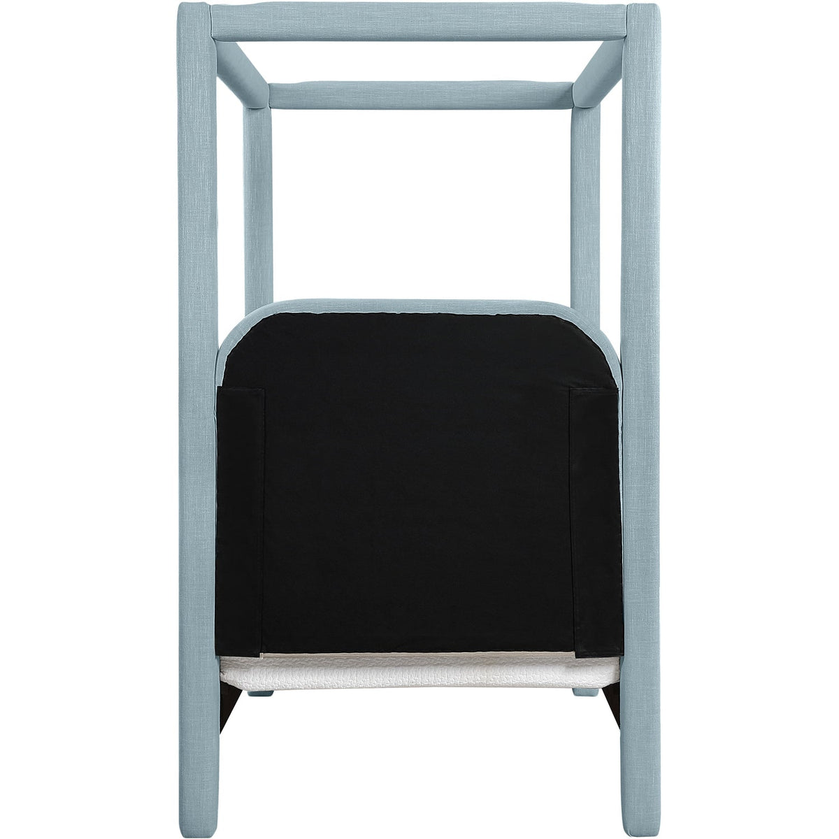 Salina Light Blue Linen Textured Fabric Upholstered Bed