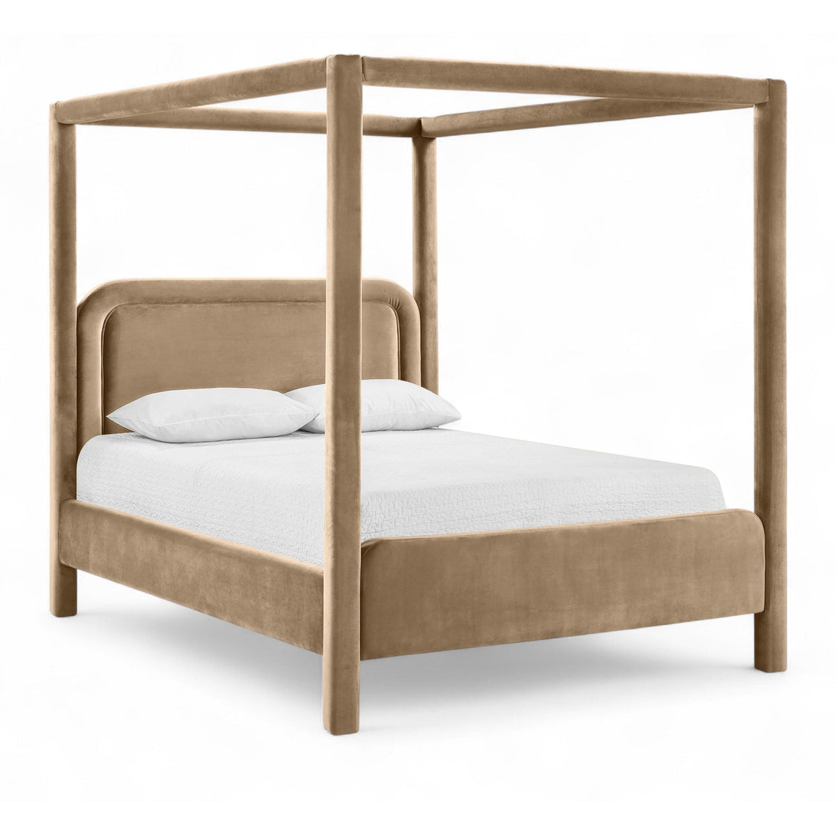 Salina Beige Velvet Upholstered Bed