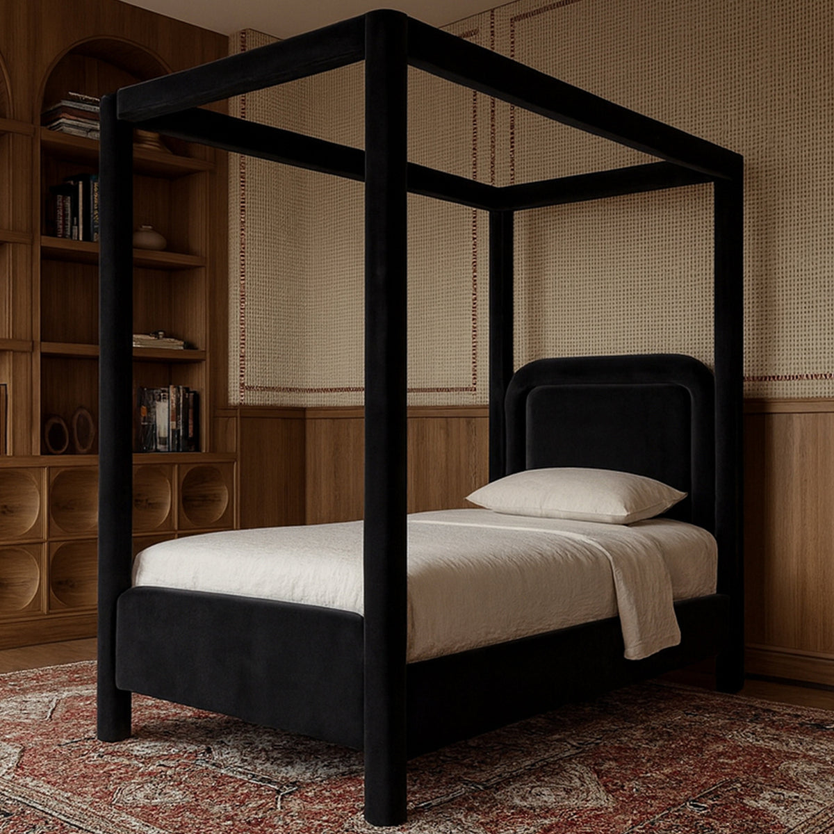 Salina Black Velvet Upholstered Bed