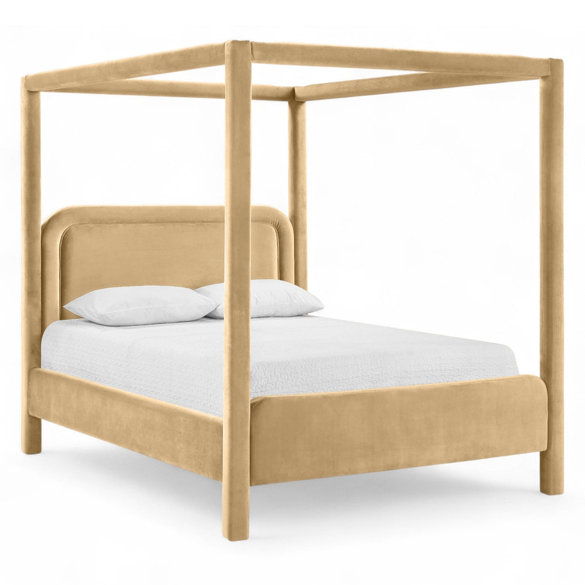 Salina Camel Velvet Upholstered Bed