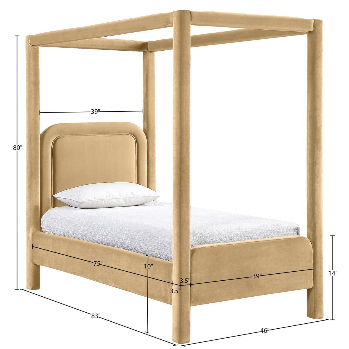 Salina Camel Velvet Upholstered Bed