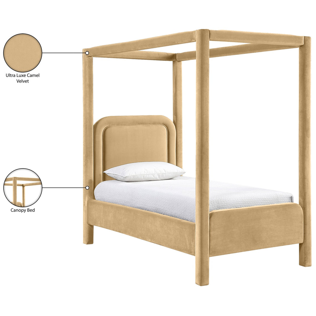 Salina Camel Velvet Upholstered Bed