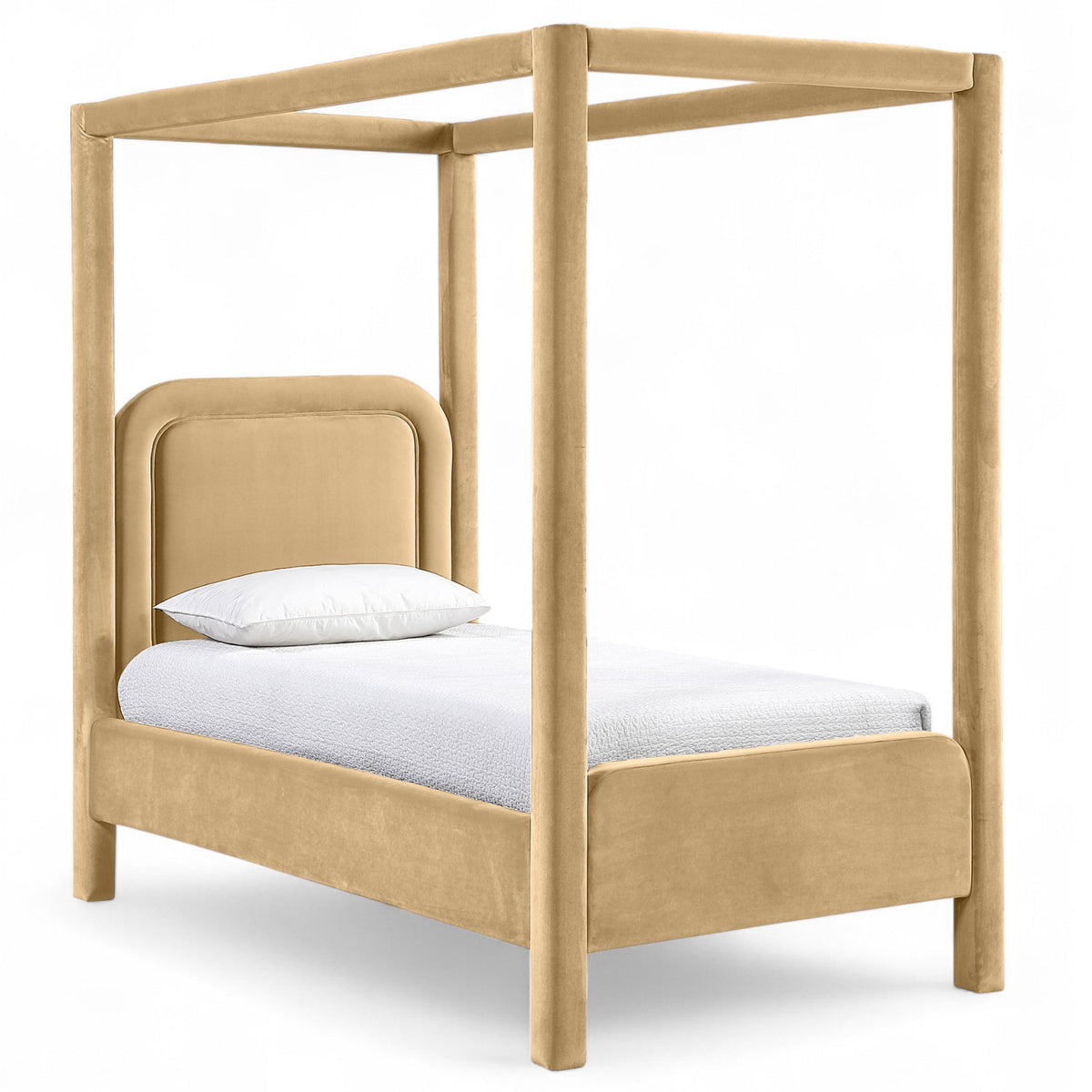 Salina Camel Velvet Upholstered Bed in camel velvet, primary product view