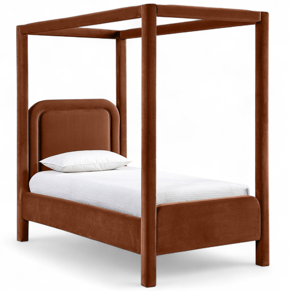Salina Cognac Velvet Upholstered Bed in cognac velvet, primary product view