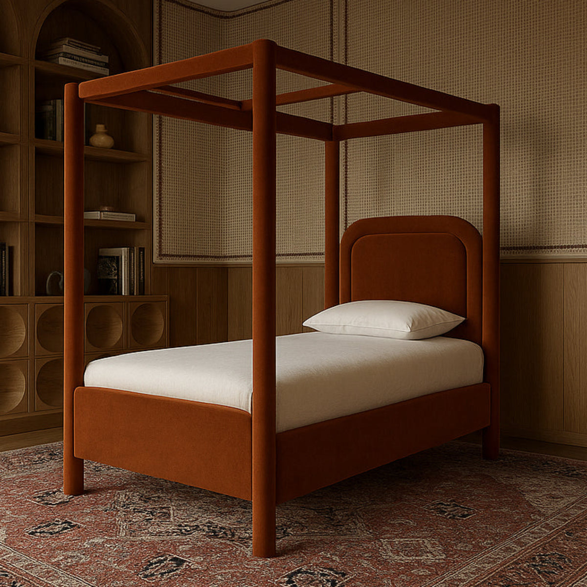 Salina Cognac Velvet Upholstered Bed