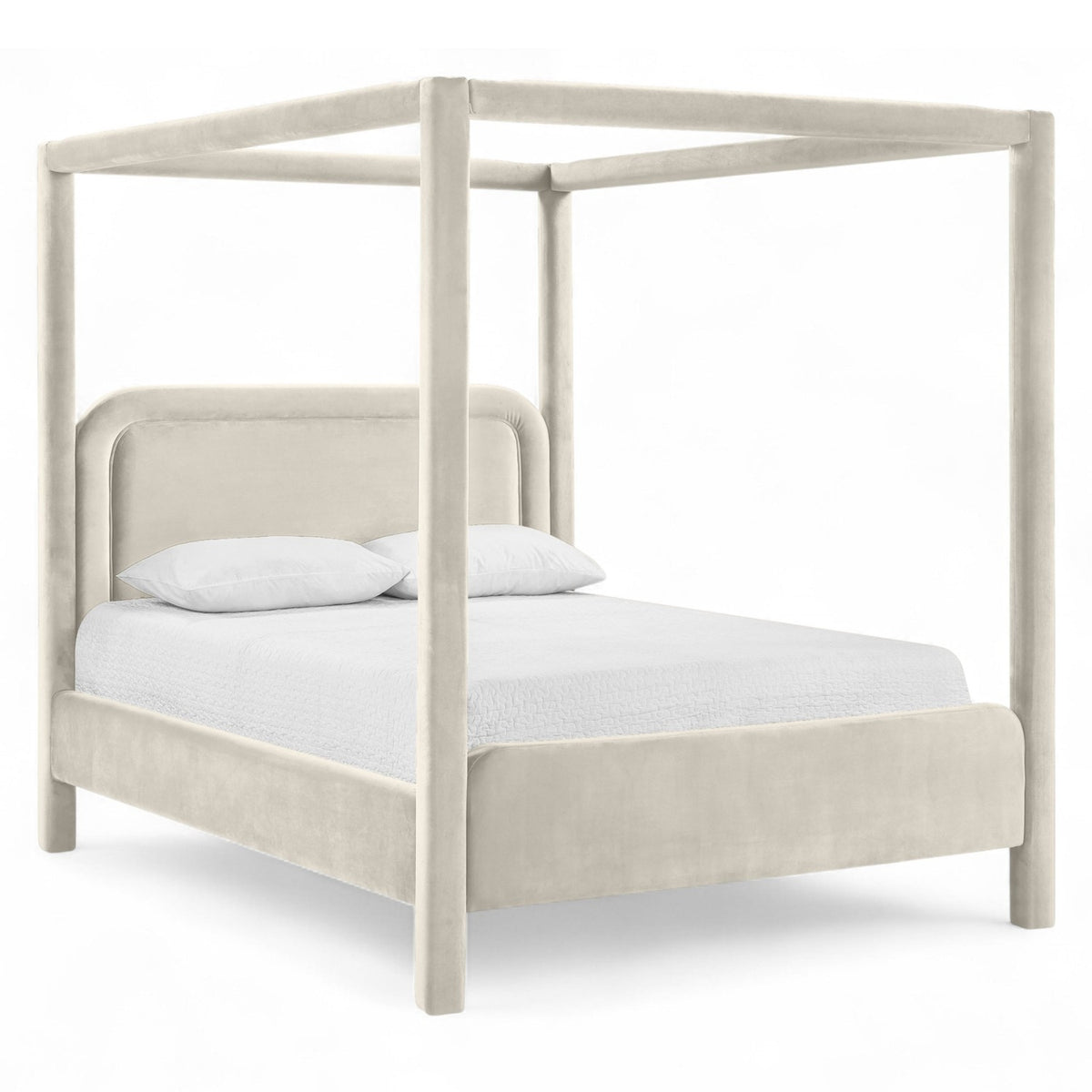 Salina Cream Velvet Upholstered Bed