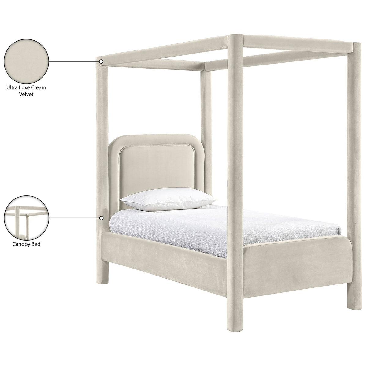 Salina Cream Velvet Upholstered Bed