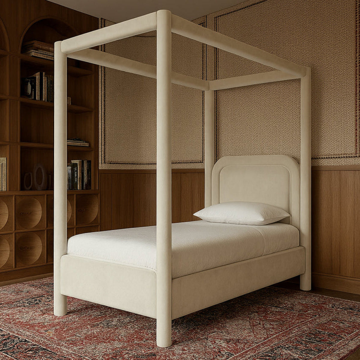 Salina Cream Velvet Upholstered Bed