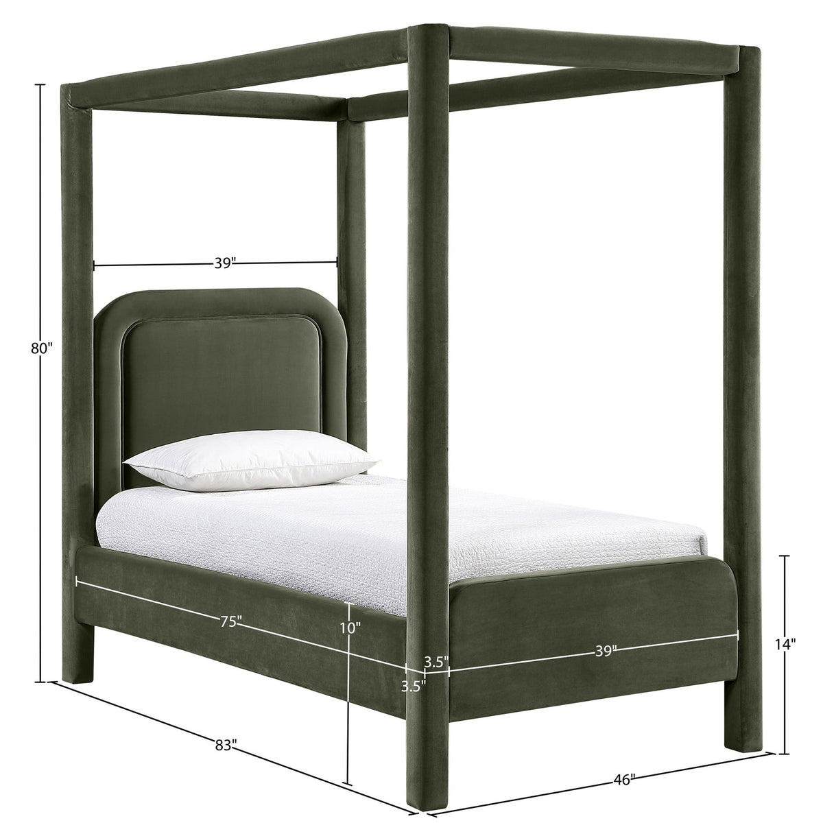 Salina Green Velvet Upholstered Bed