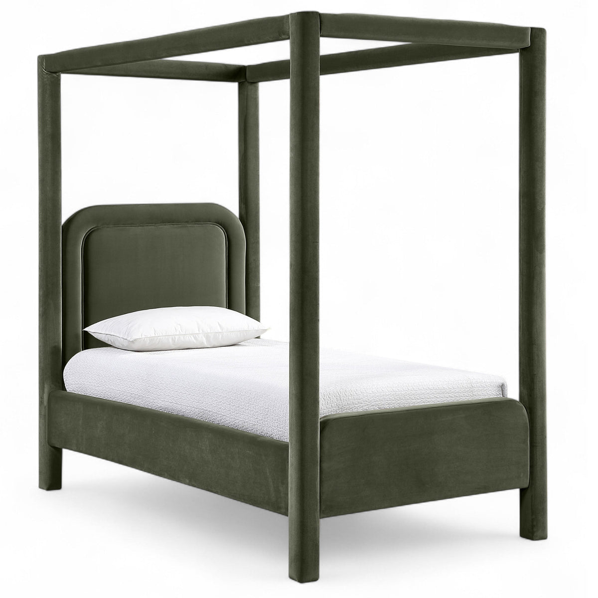 Salina Green Velvet Upholstered Bed in green velvet, primary product view