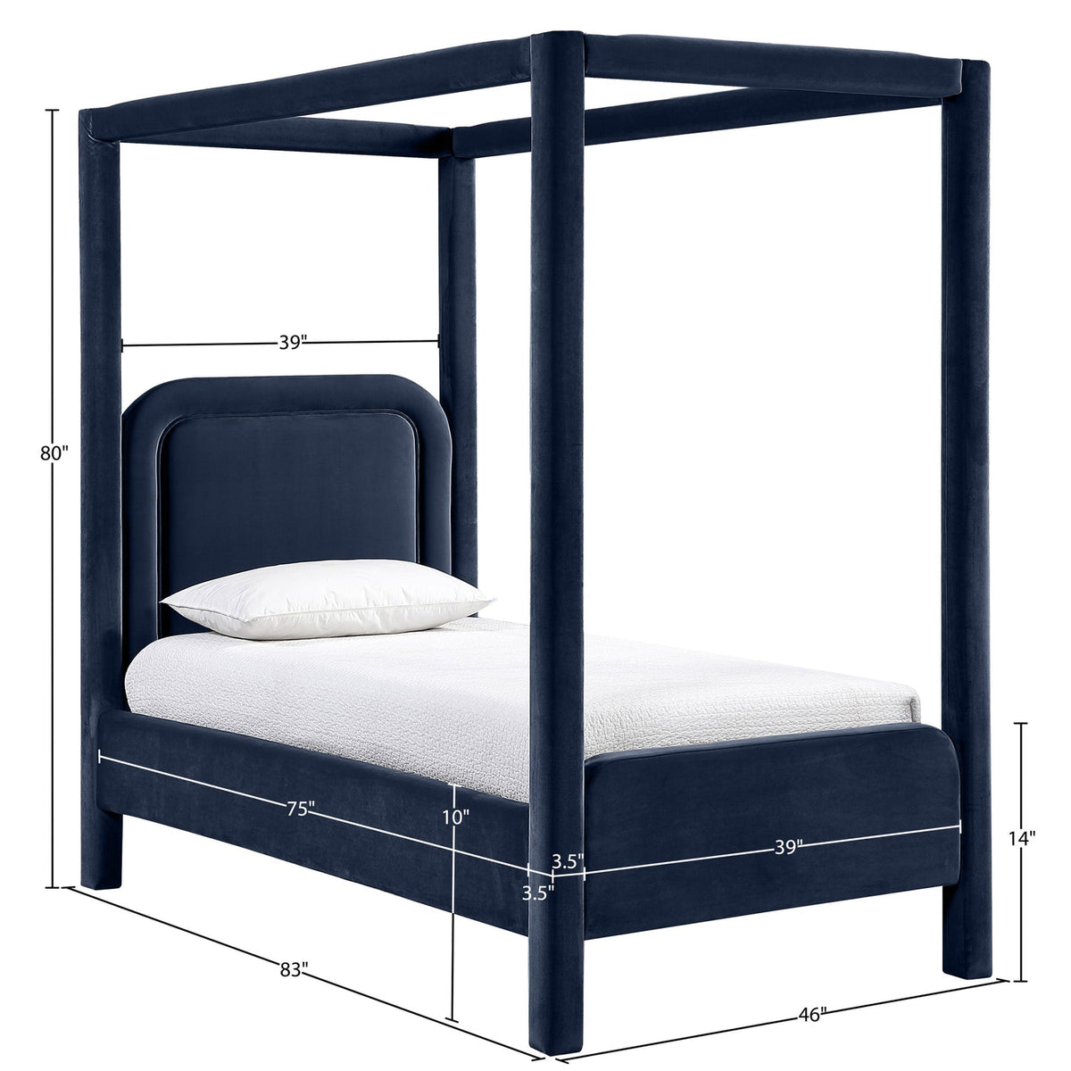 Salina Navy Velvet Upholstered Bed