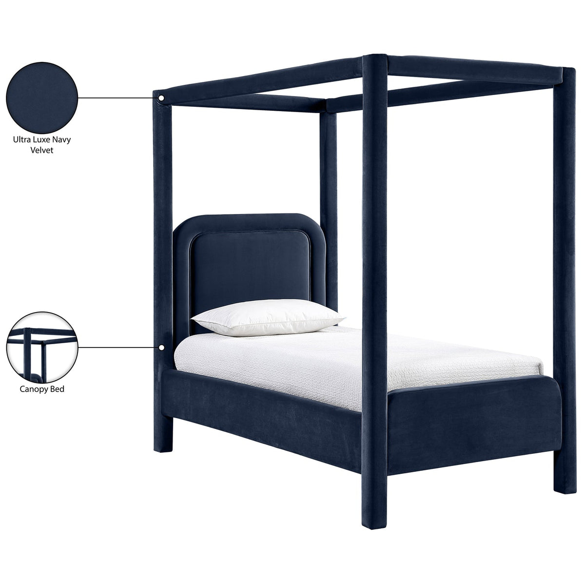 Salina Navy Velvet Upholstered Bed