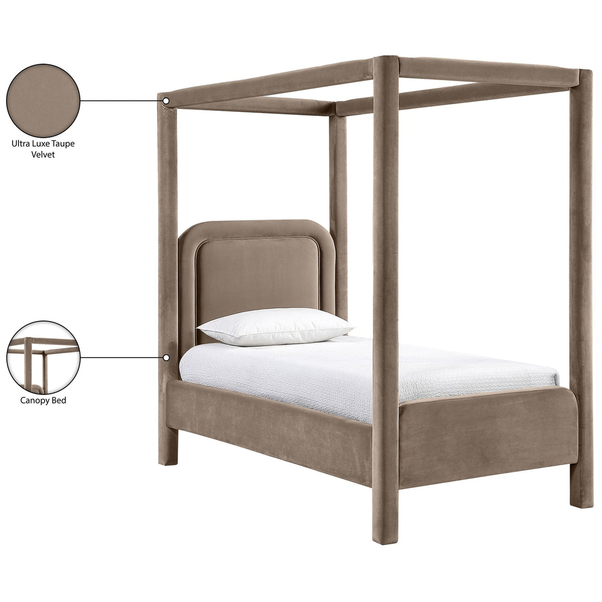 Salina Taupe Velvet Upholstered Bed