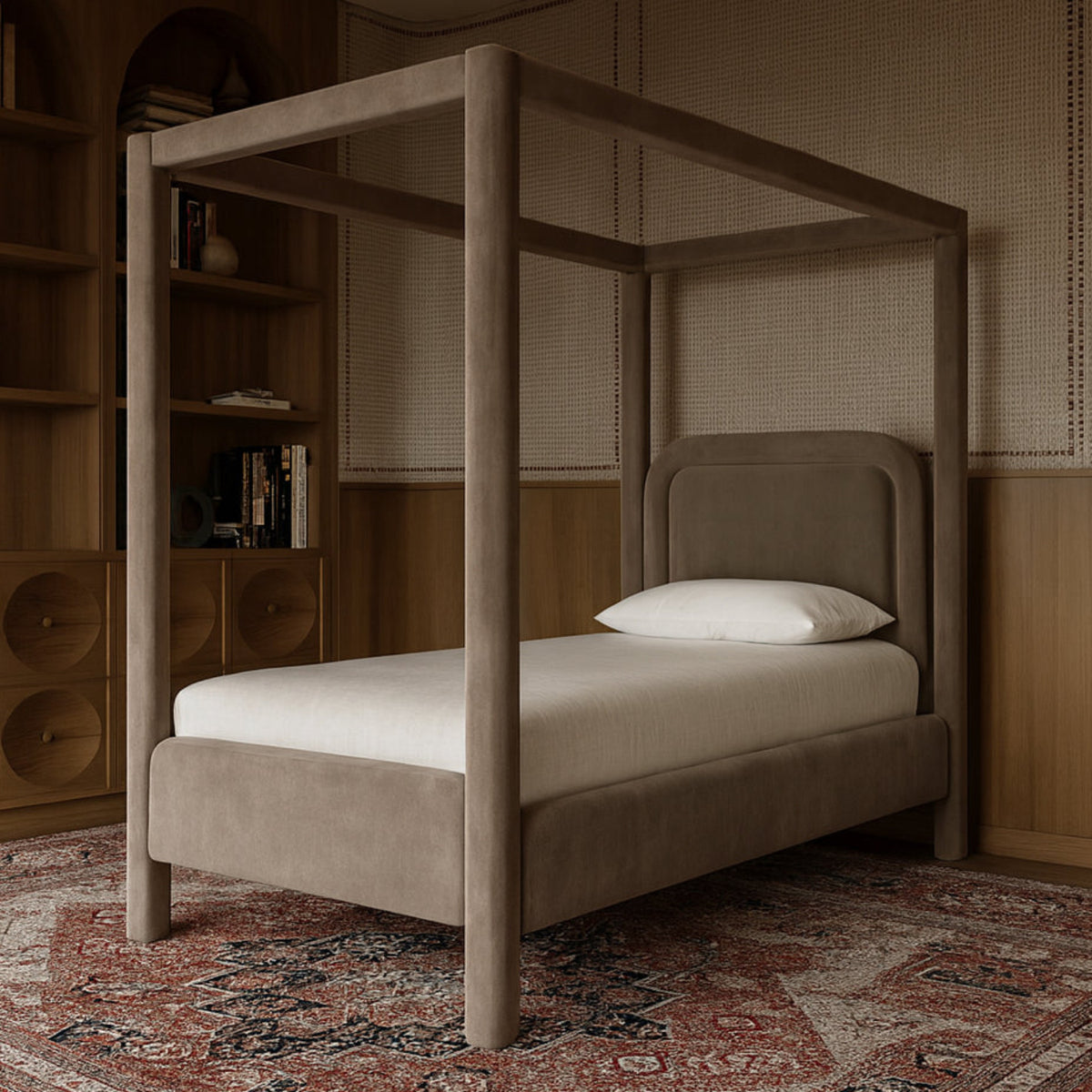 Salina Taupe Velvet Upholstered Bed