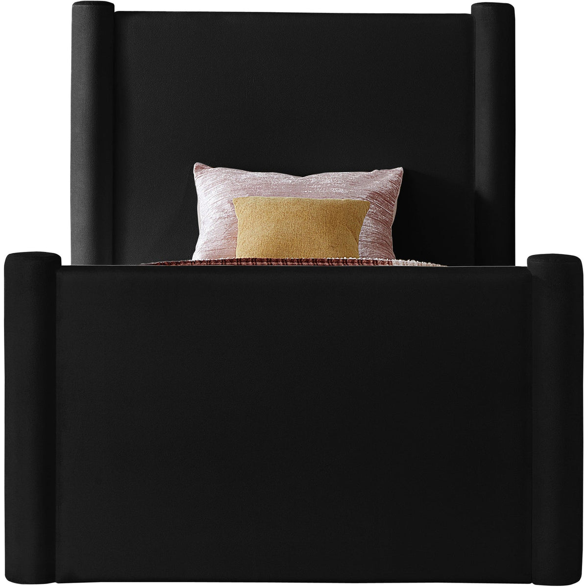 Elias Black Velvet Upholstered Bed