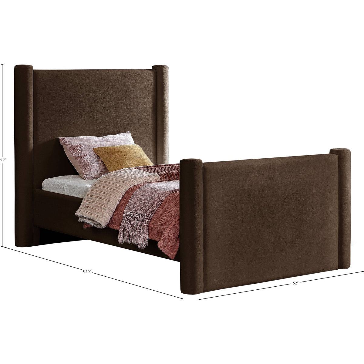 Elias Brown Velvet Upholstered Bed