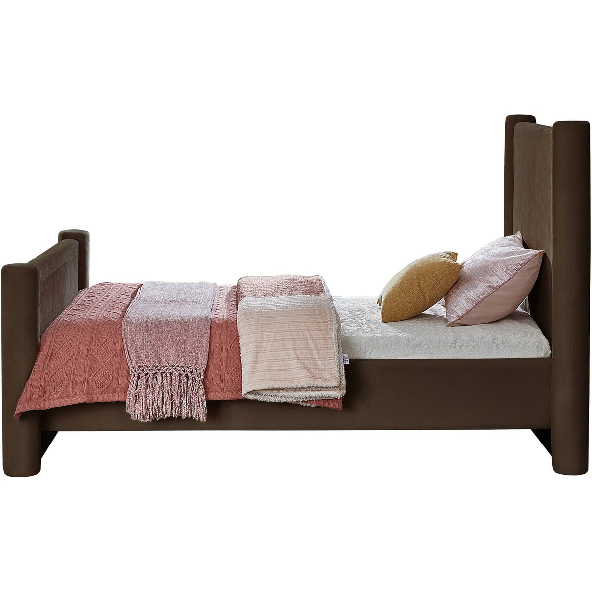 Elias Brown Velvet Upholstered Bed