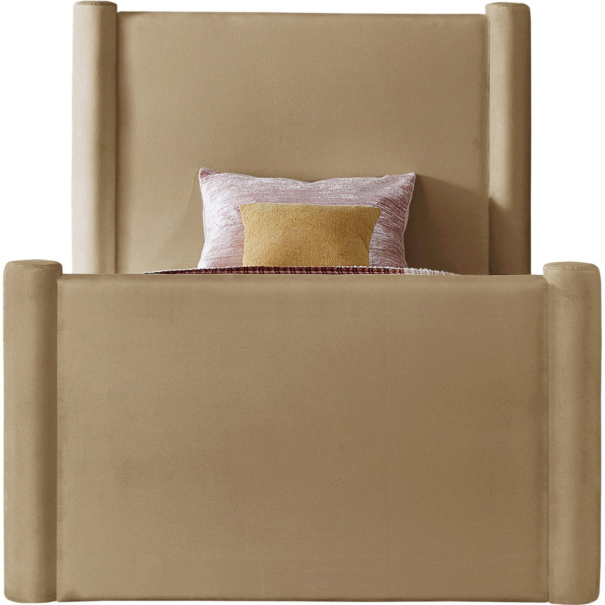 Elias Camel Velvet Upholstered Bed