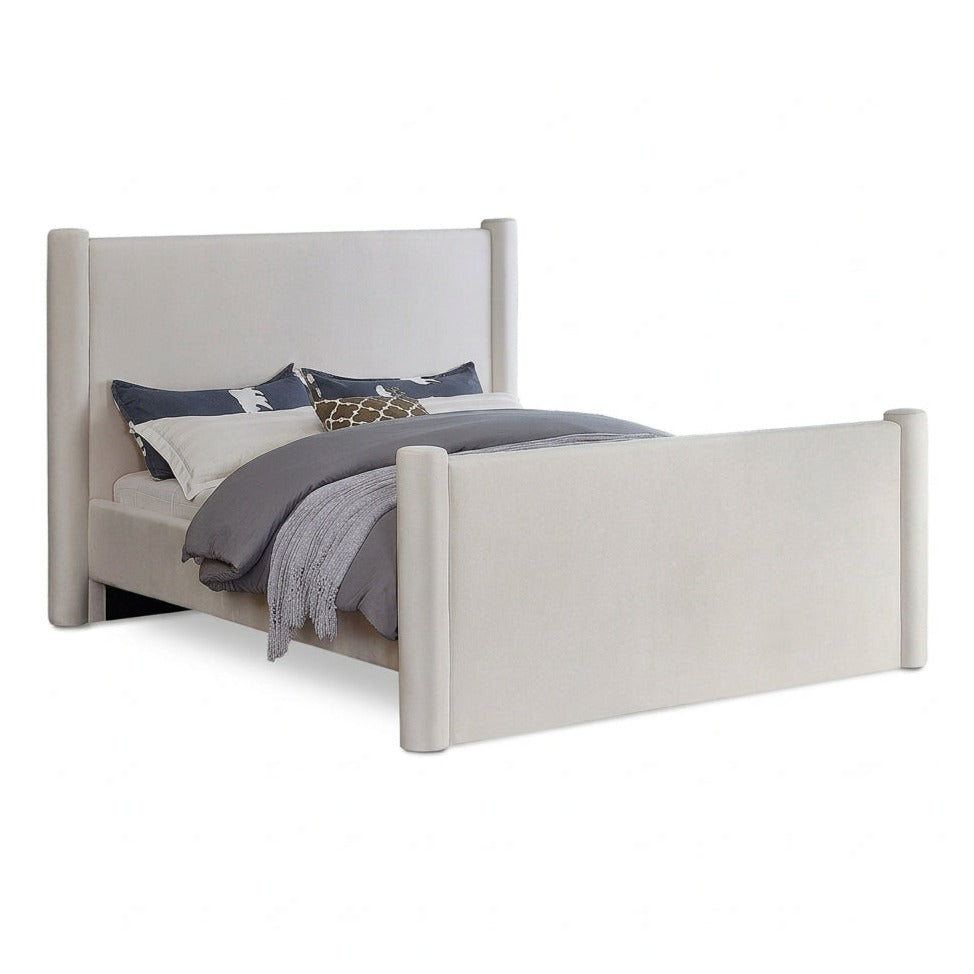 Elias Cream Velvet Upholstered Bed