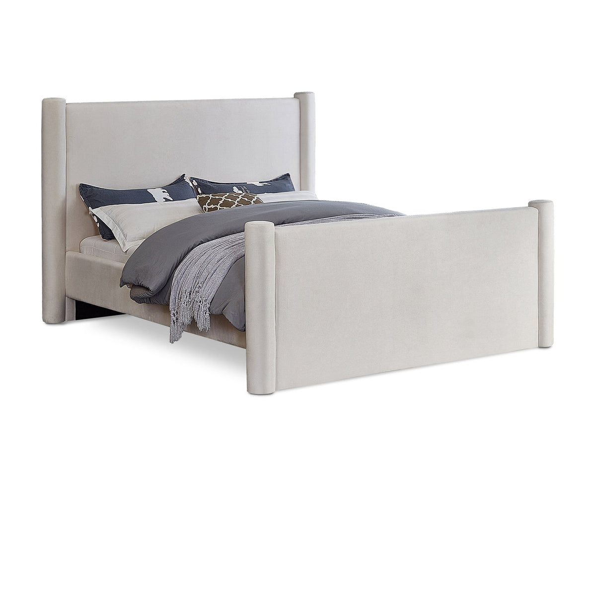 Elias Cream Velvet Upholstered Bed