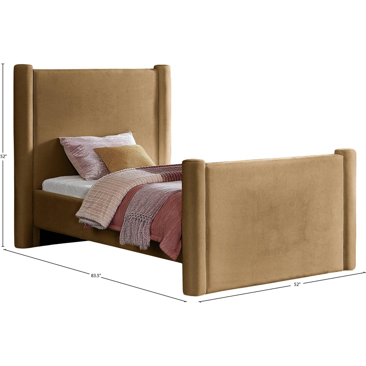 Elias Saddle Velvet Upholstered Bed