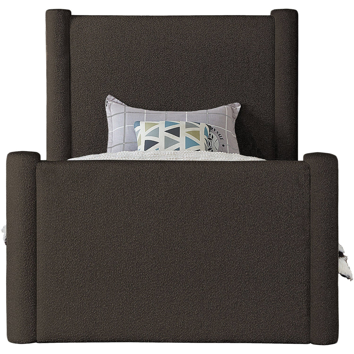 Elias Brown Boucle Fabric Upholstered Bed