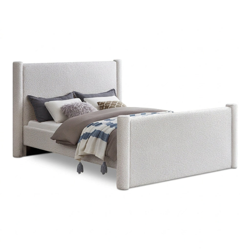 Elias Cream Boucle Fabric Upholstered Bed