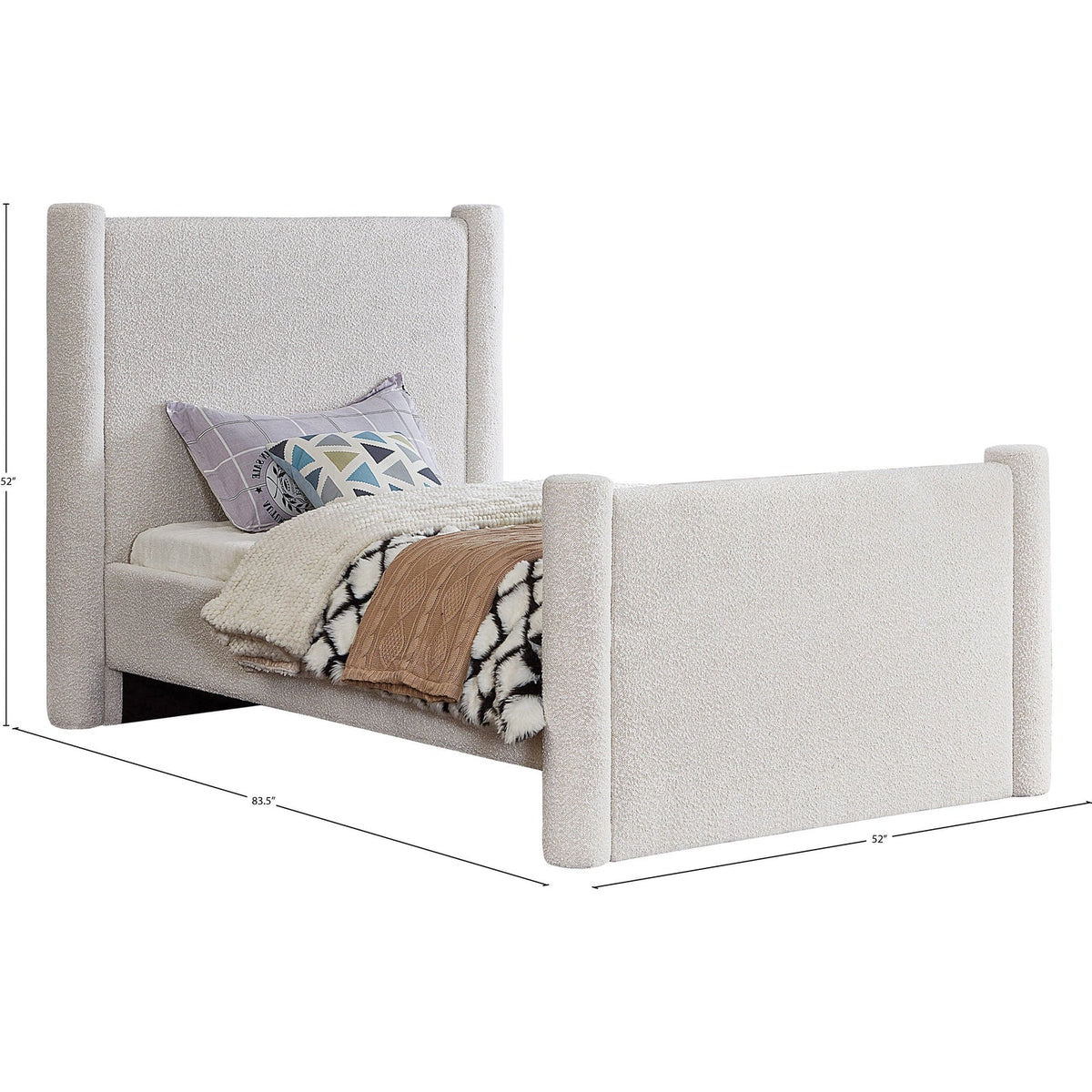 Elias Cream Boucle Fabric Upholstered Bed