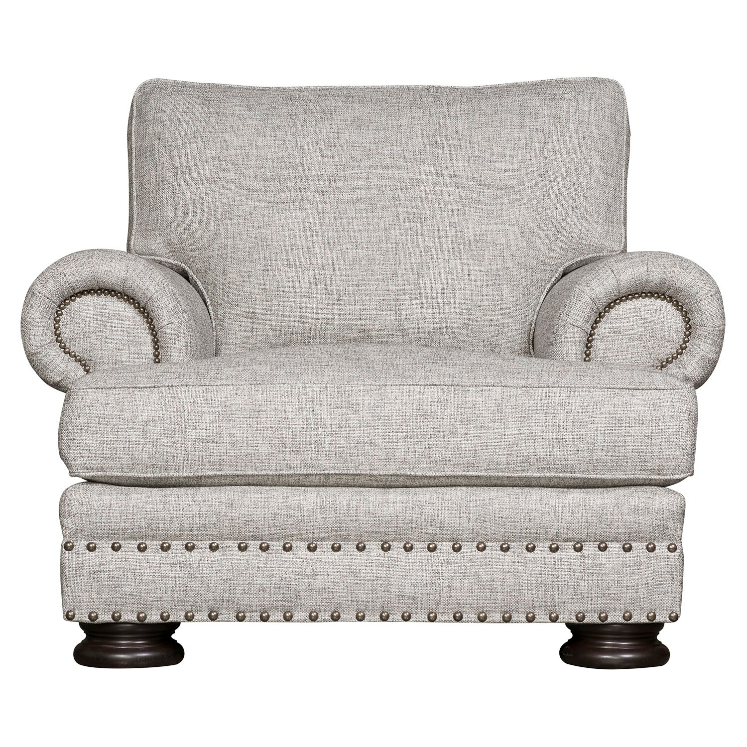 Gray Foster Chair in Mocha – detail of the one throw pillow