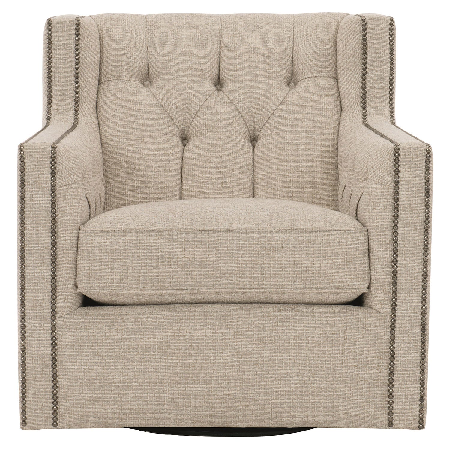 Bernhardt Living Candace Swivel Chair in White, side profile