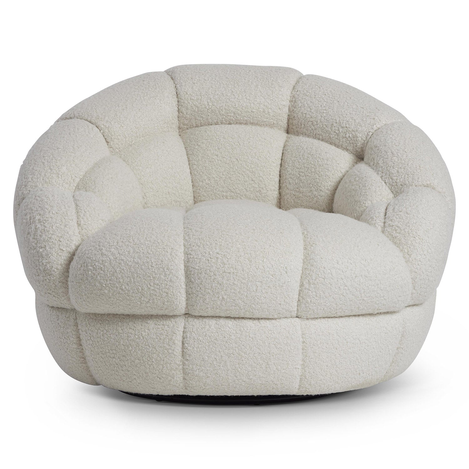 Bernhardt Living Coco Swivel Chair in White, styled in a living room