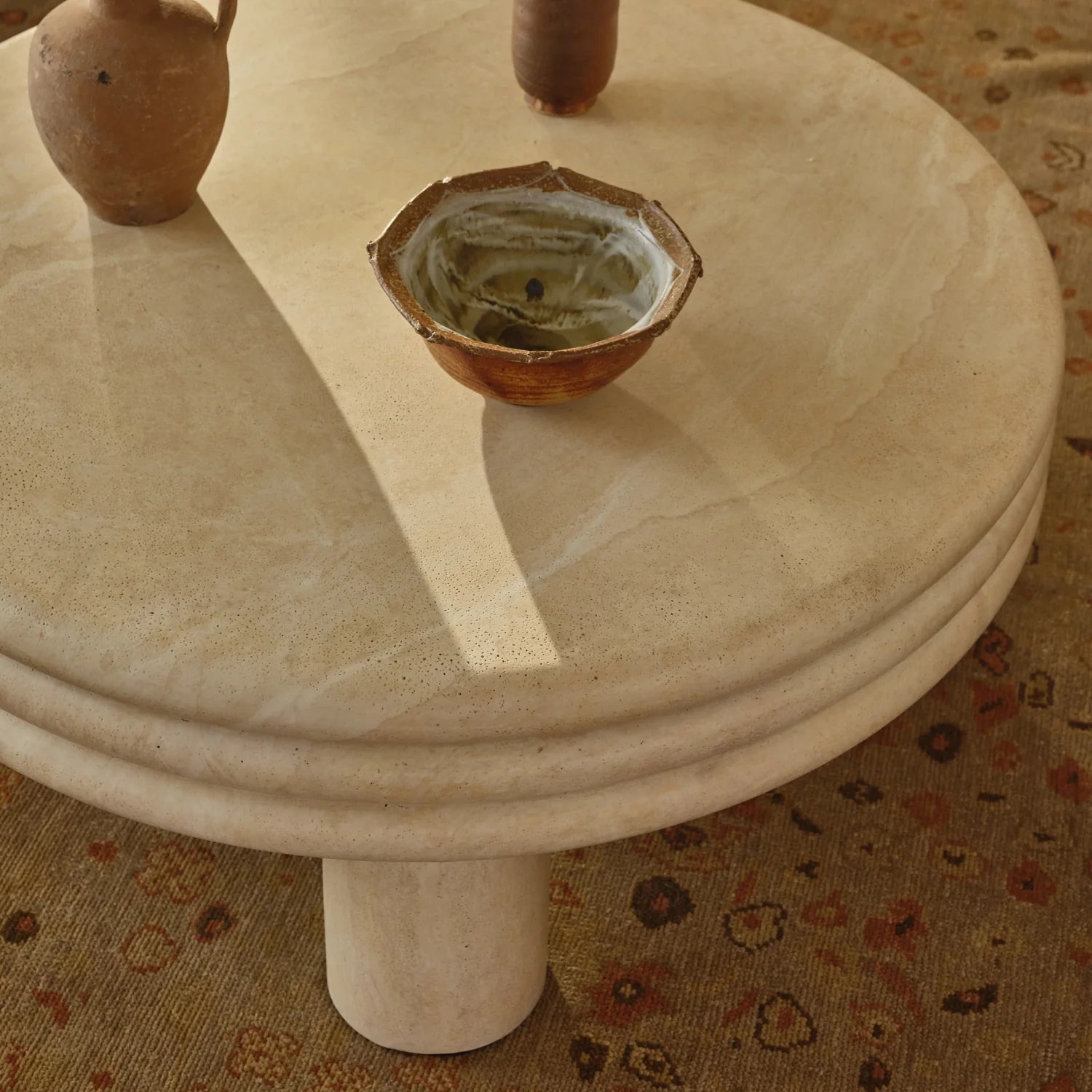 Button Atelier x Co. House Designs Brittny Light Travertine Coffee Table