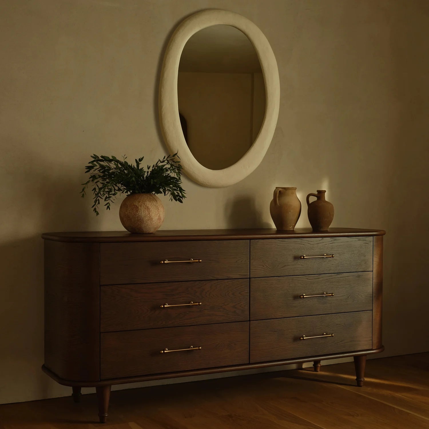 Button Atelier x Co. House Designs Jonathan 6-Drawer Oak Dark Walnut Dresser