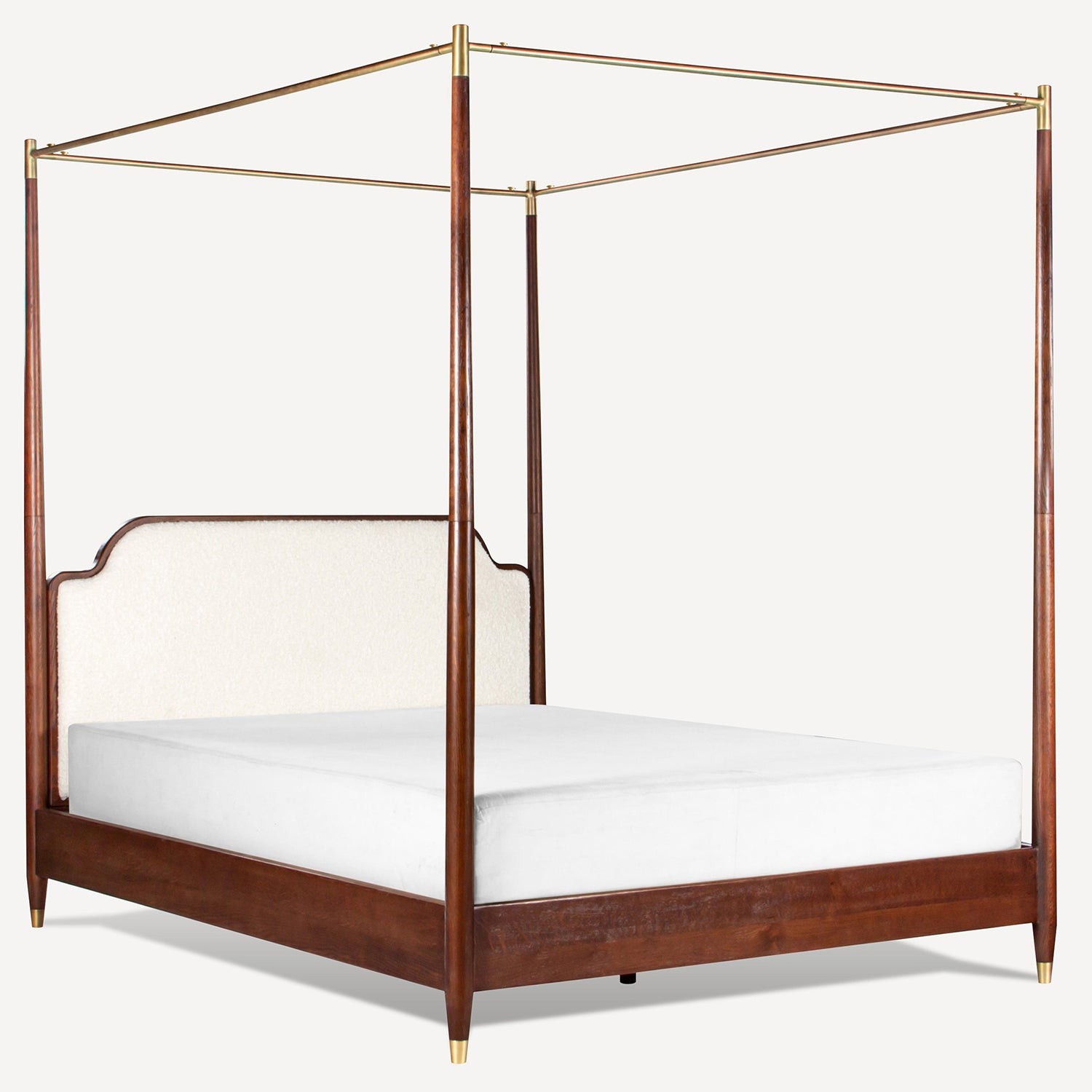 Union Home Moira Upholstered Solid Oak Canopy Bed