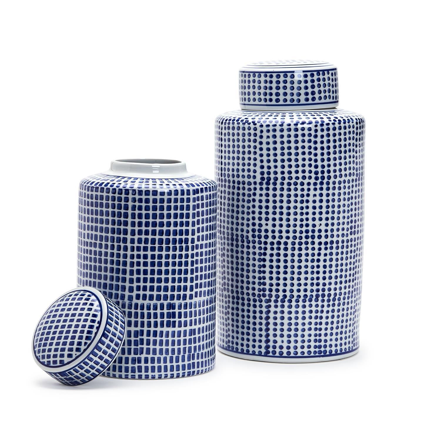 Shibori Covered Jar Set of 2