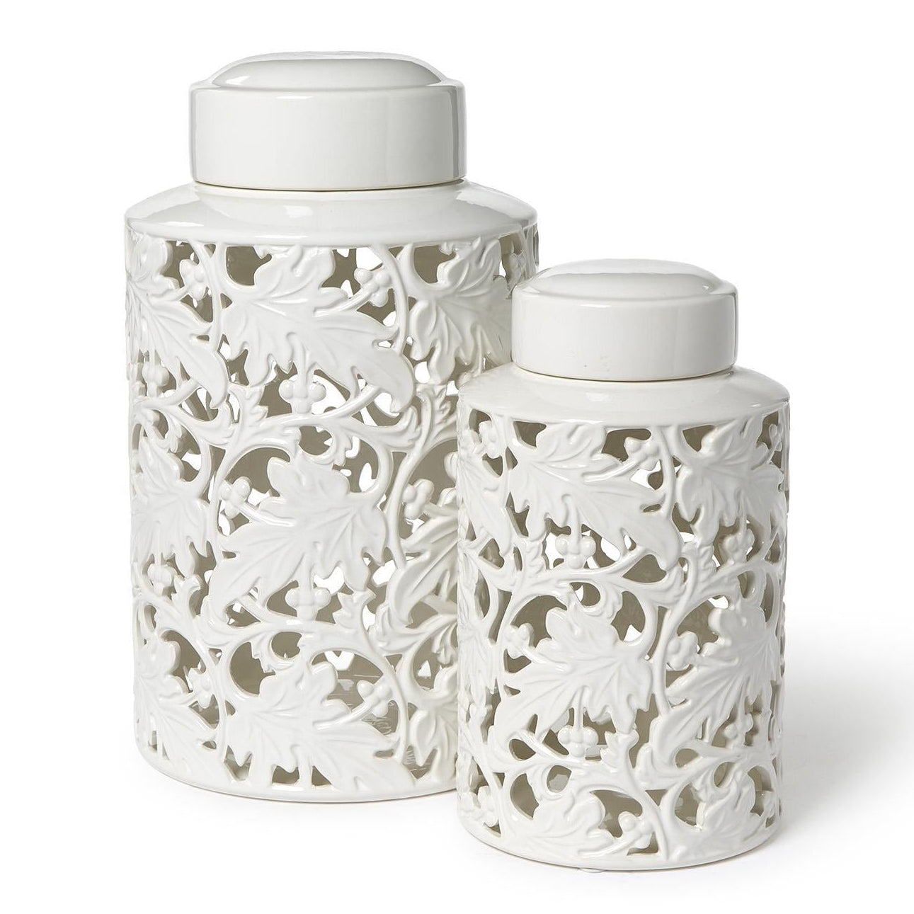 Leaf Covered Jar Set of 2