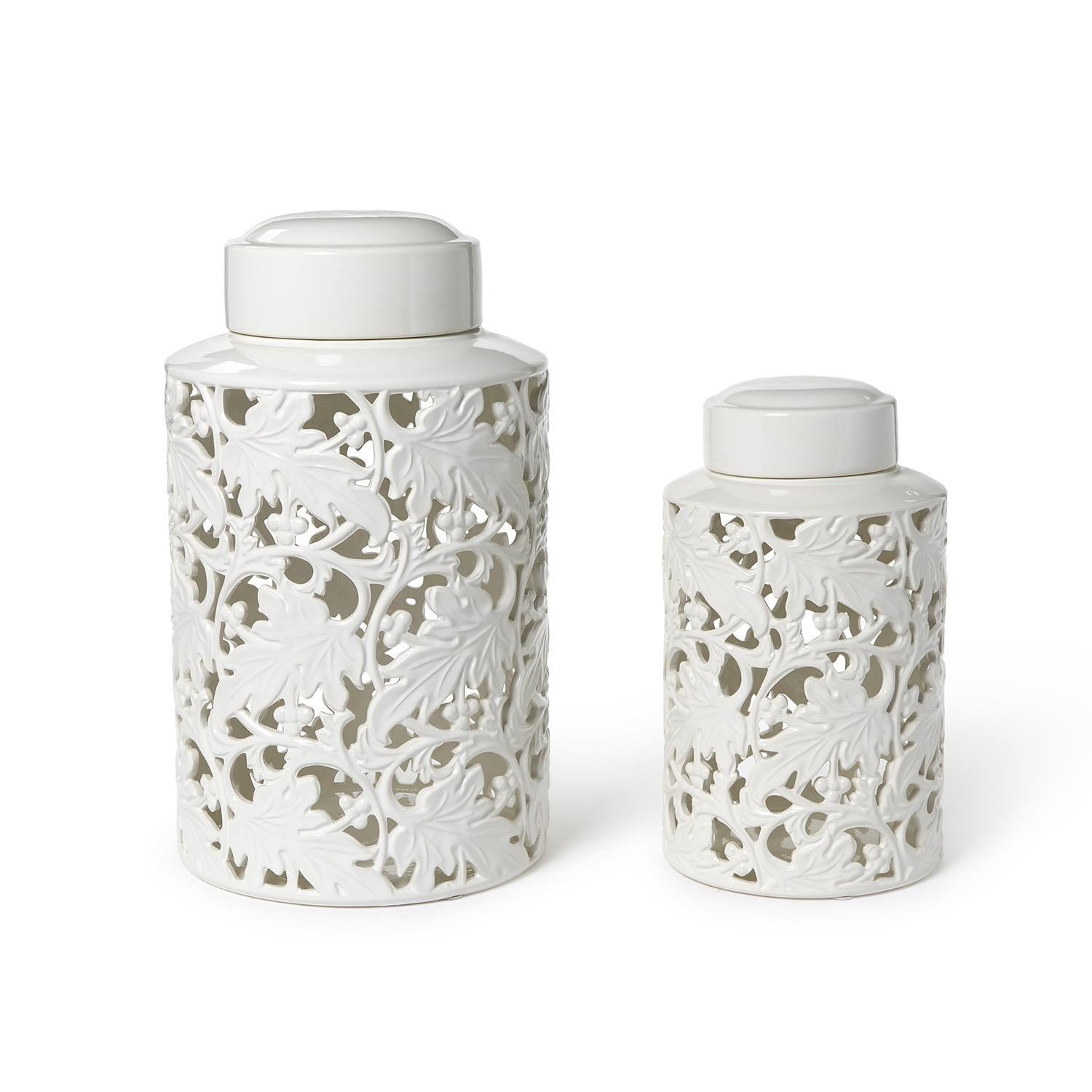 Leaf Covered Jar Set of 2